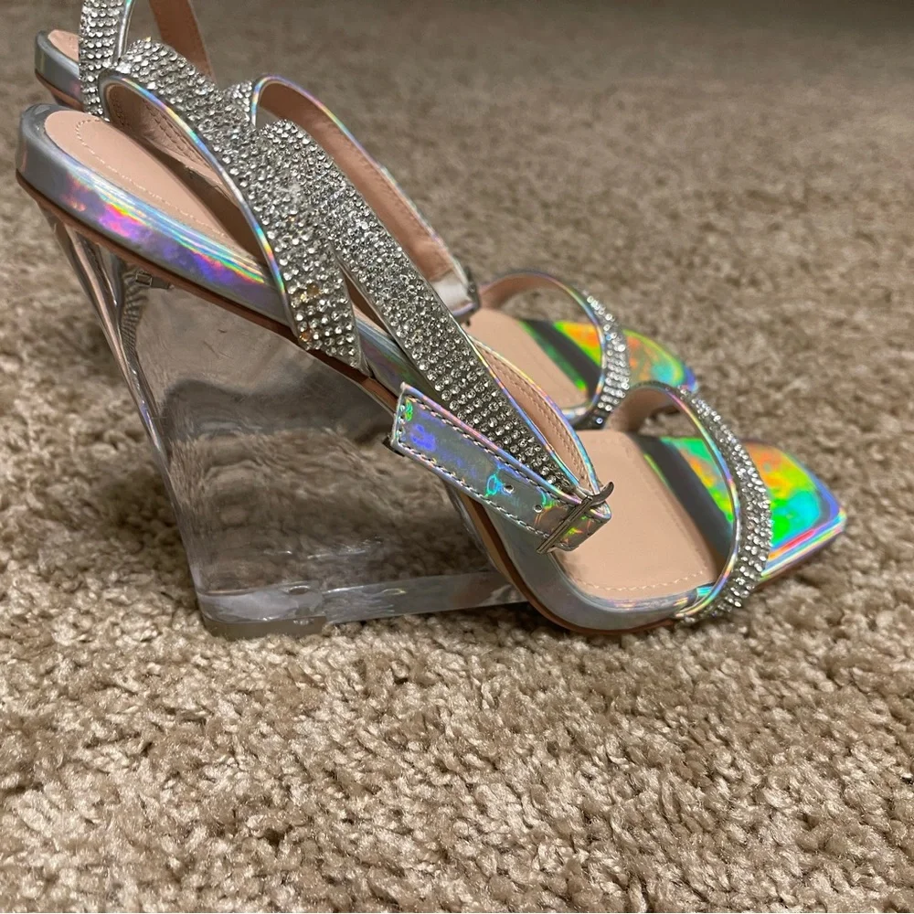 Fashion Nova Silver Color Wedge Heels - Picture 5 of 11